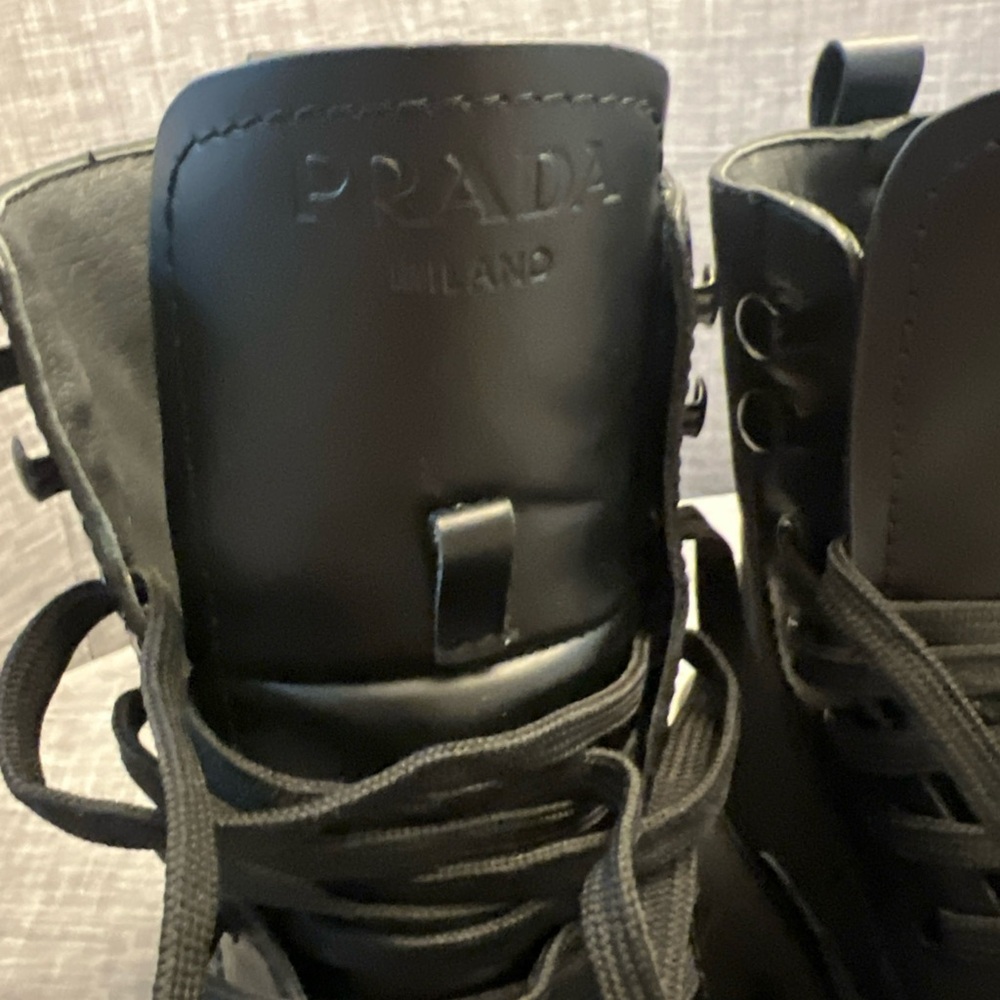 Prada Sleek Black Lace-Up Boots - Picture 2 of 16